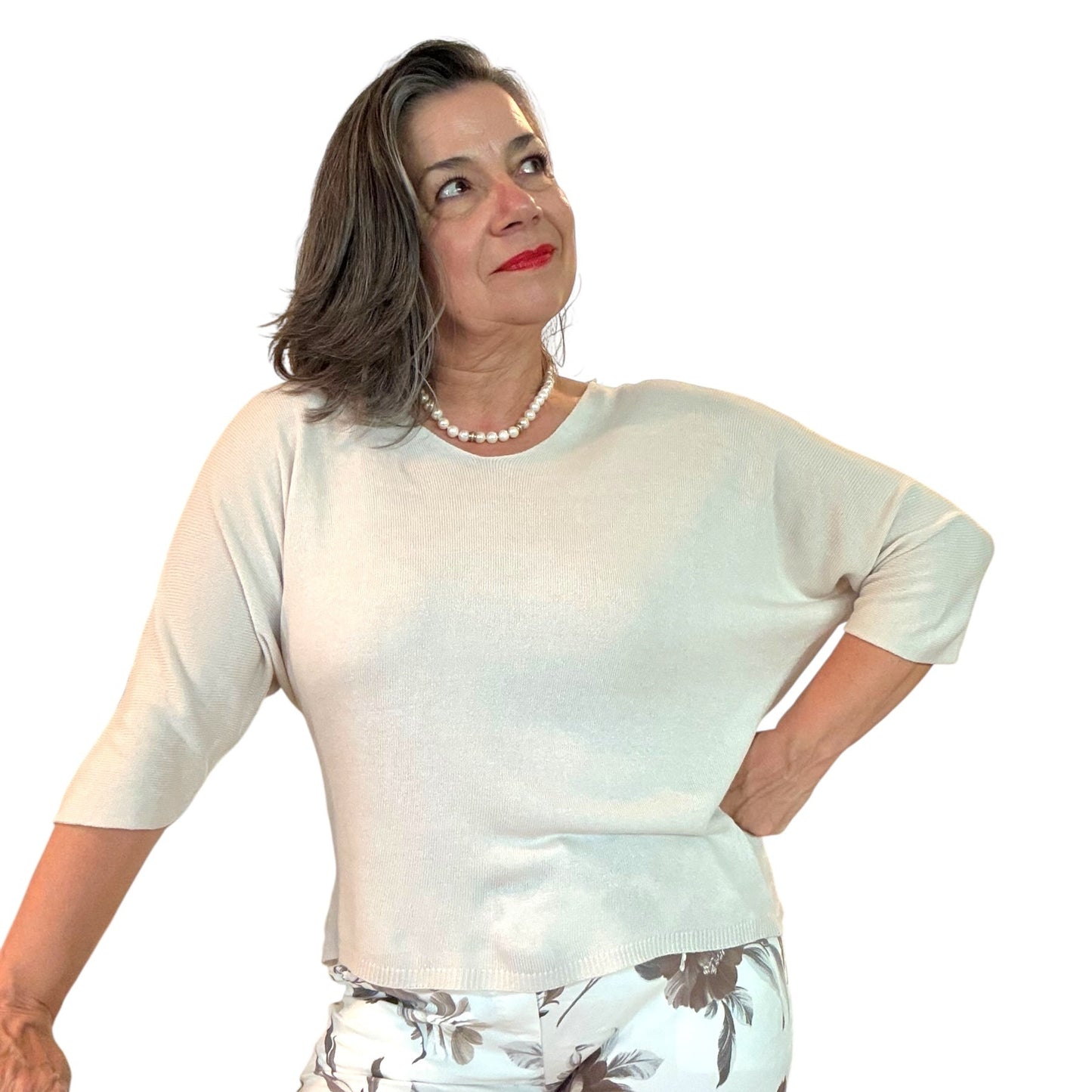 Essential 3/4 bat sleeve sweater