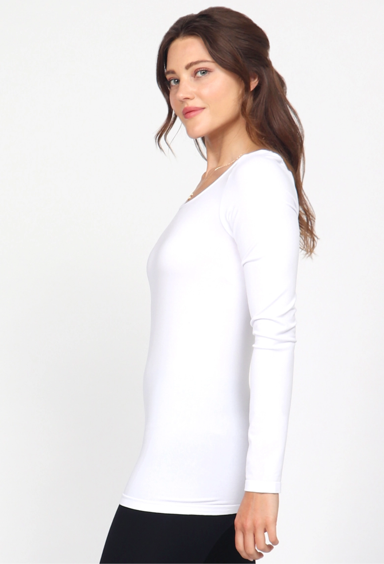 Bright white second skin seamless long-sleeve bodycon top