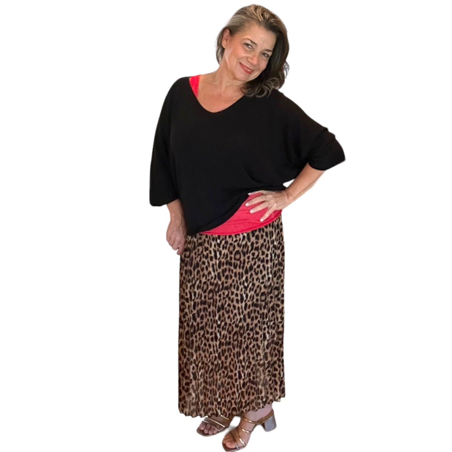 Pleated animal print skirt