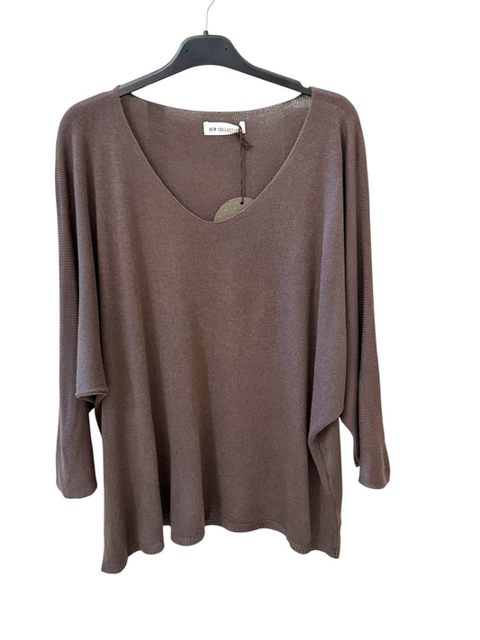Essential 3/4 Bat Sleeve Light Knit Top Fine Knit 3/4 Bat Sleeve Sweater for Year-Round Wear