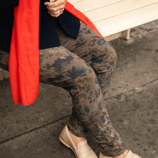 Floral Fusion Italian Magic Pants Women's Floral Italian Stretch Pants Wide Leg One Size 4-12