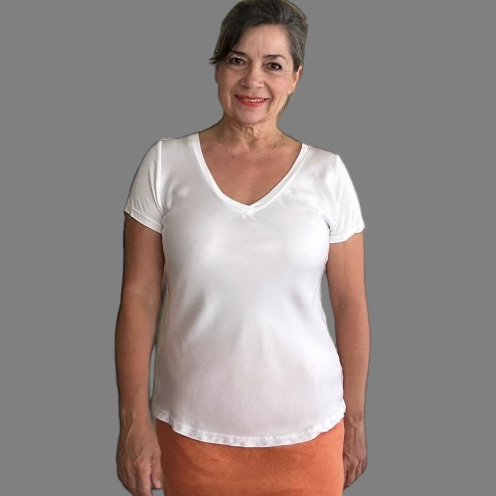 Satin V-Neck T-Shirt