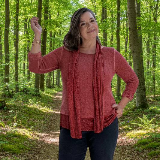 Cranberry Crush 2 Layer Top + Scarf