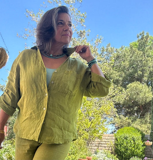 Pistachio Green Classic Linen Top