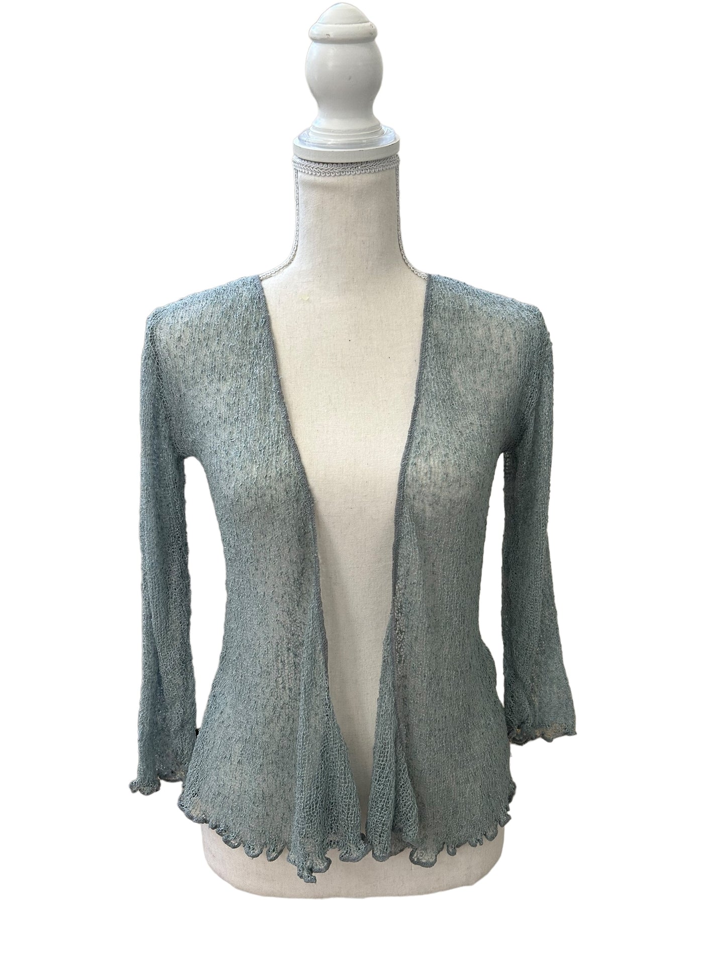 Delicate blue smoke mesh shrug