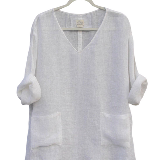 Sheer (gauze) linen V top