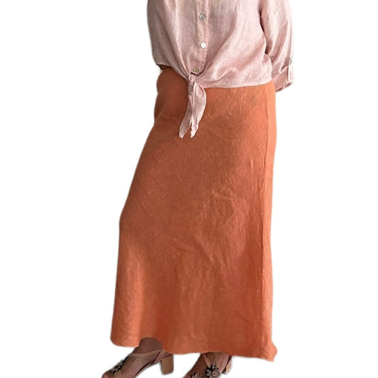 Apricot linen maxi skirt