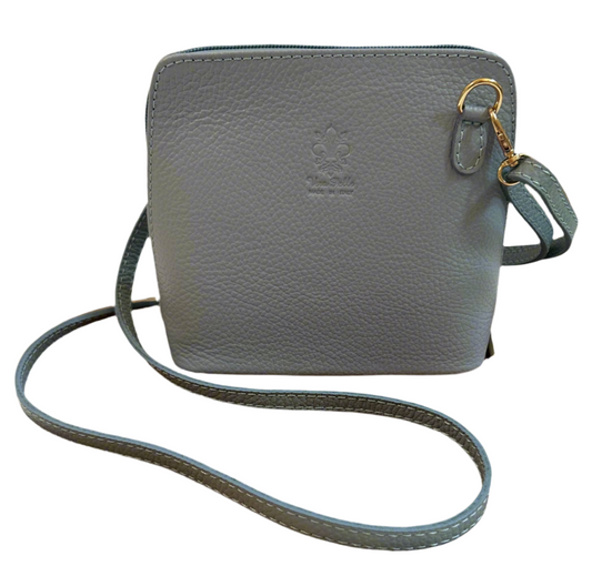 Italian Leather Marbella Crossbody Bag - Light Blue