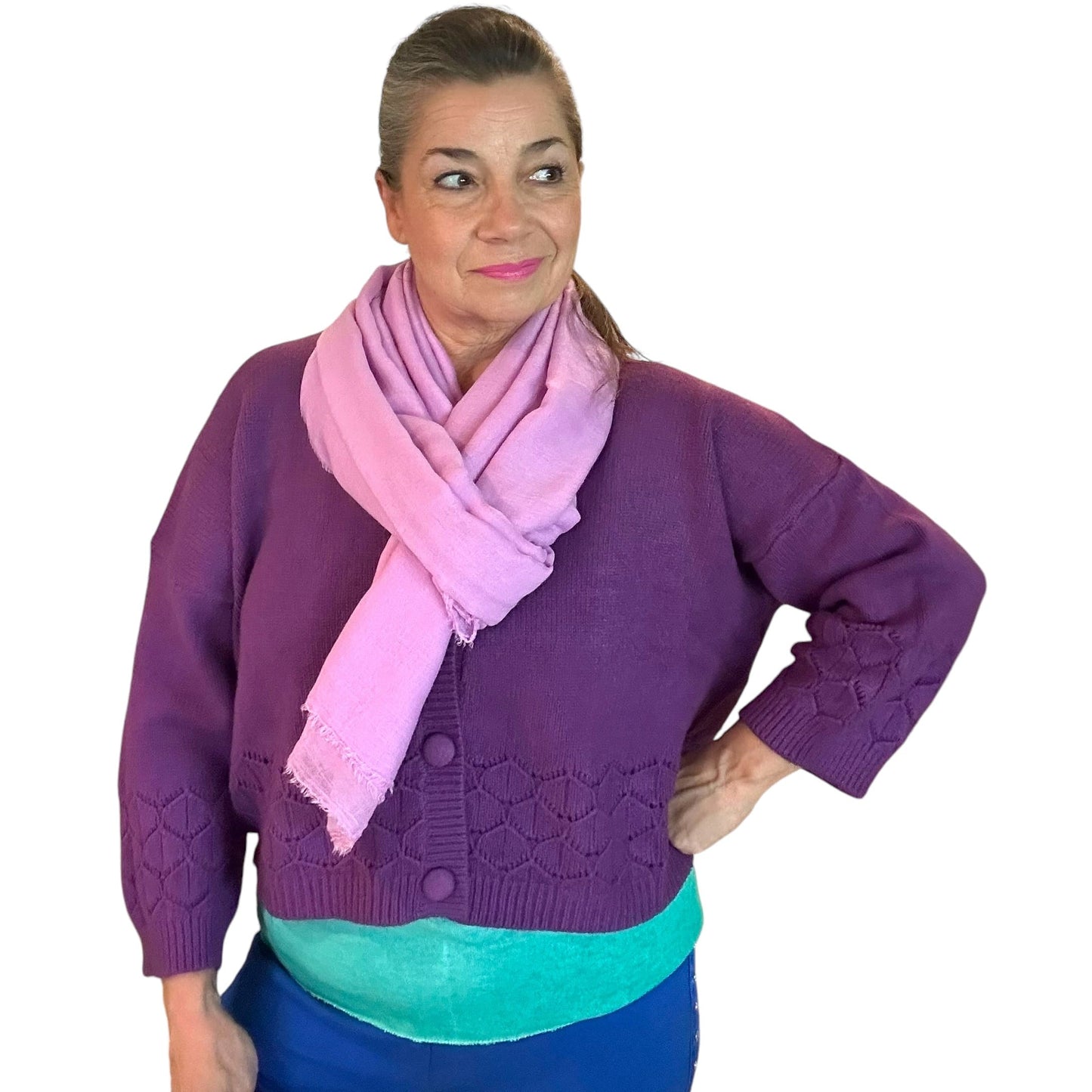 Deep Purple Soft Knit Cardigan Violet Soft Knit Cardigan: Elegant & Versatile Layer