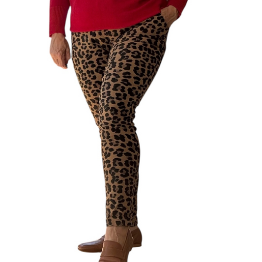 Chic Leopard Print Italian Magic Pants