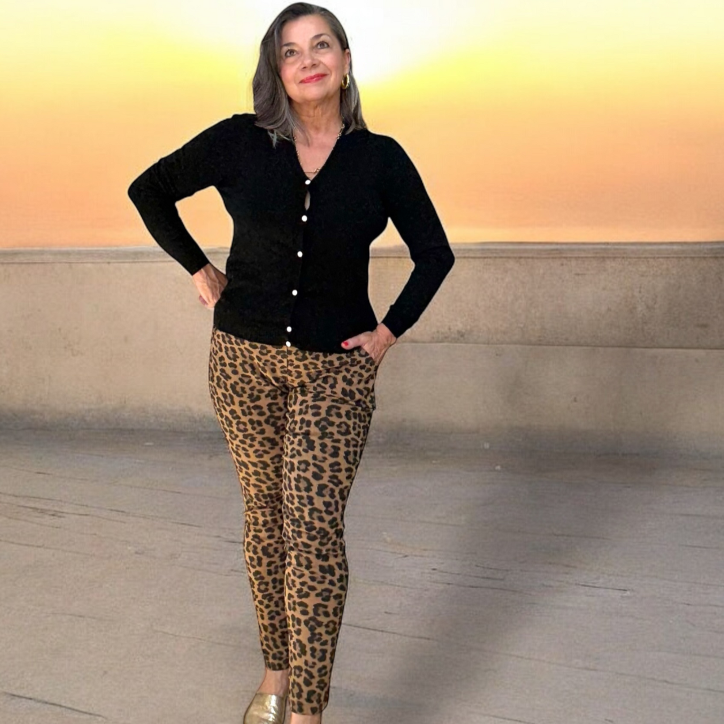 Chic Leopard Print Italian Magic Pants