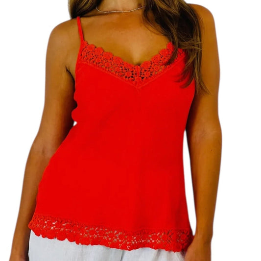 Summer Grace Linen & Lace tank top