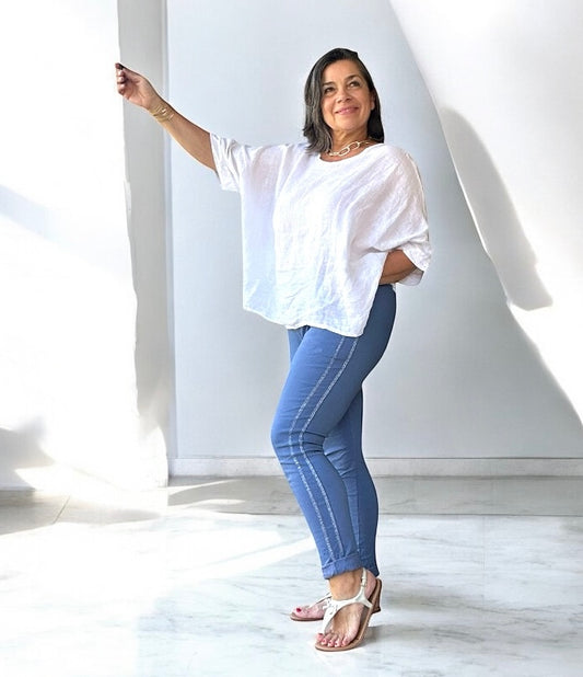 Italian Magic Pants With a Subtle Chic Glam Side Panel