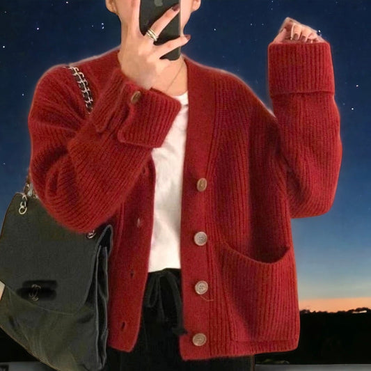 Burgundy v-neck cardigan