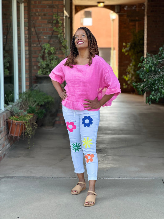 Whimsical linen top