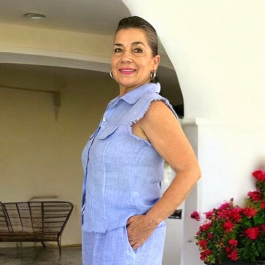 Light Linen Waistcoat Top