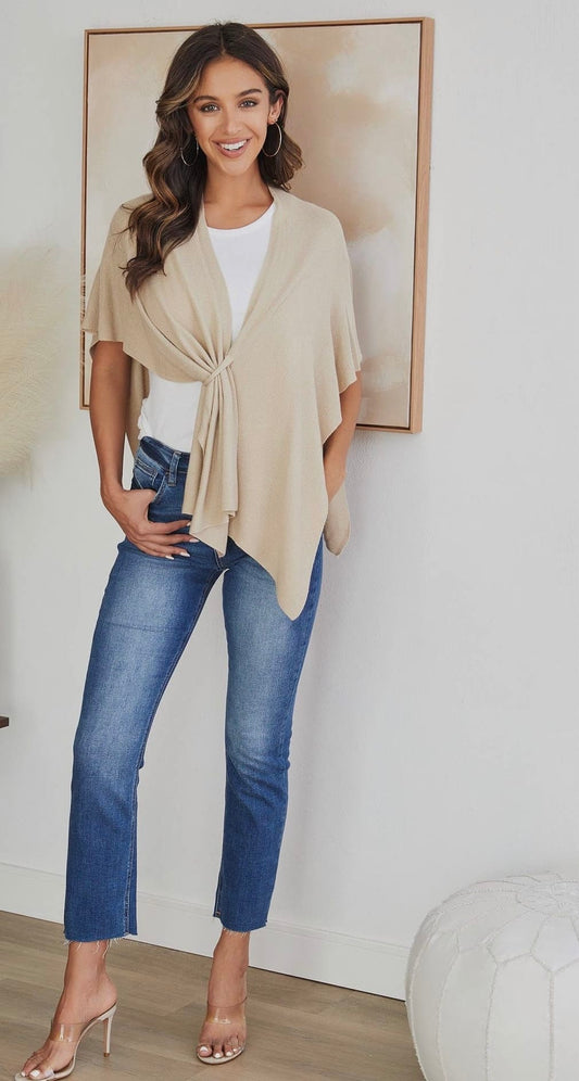 Ella beige shawl Ella Beige Shawl - Open Front Shawl Top