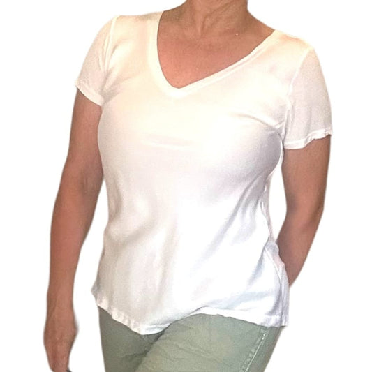 Satin V-Neck T-Shirt Lola Satin V-Neck Tee - Comfort & Elegance