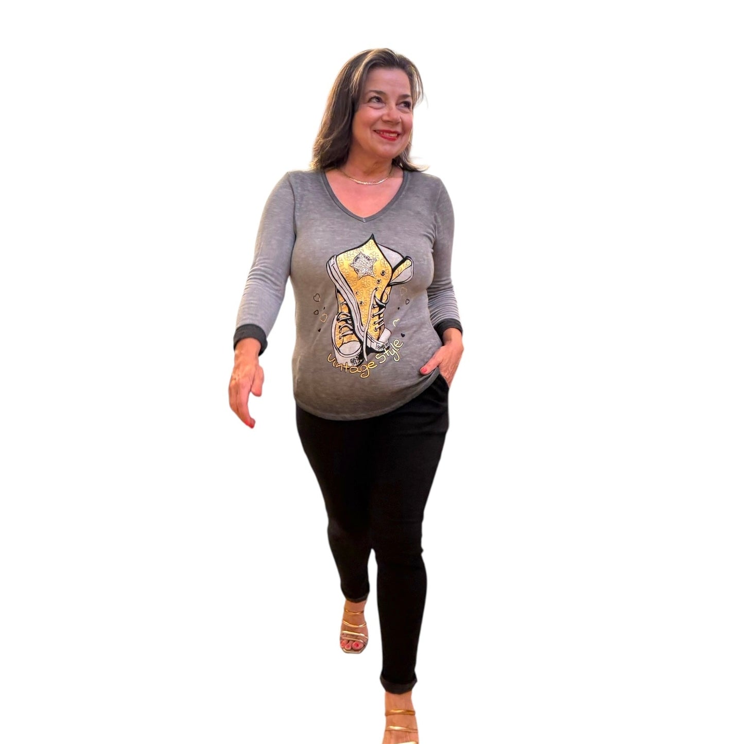 “Vintage” Graphic V-Neck top