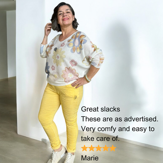 Sunshine Yellow Mineral Washed Italian Magic Pants