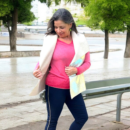 Metallic Silver Sleeveless Sherpa Jacket