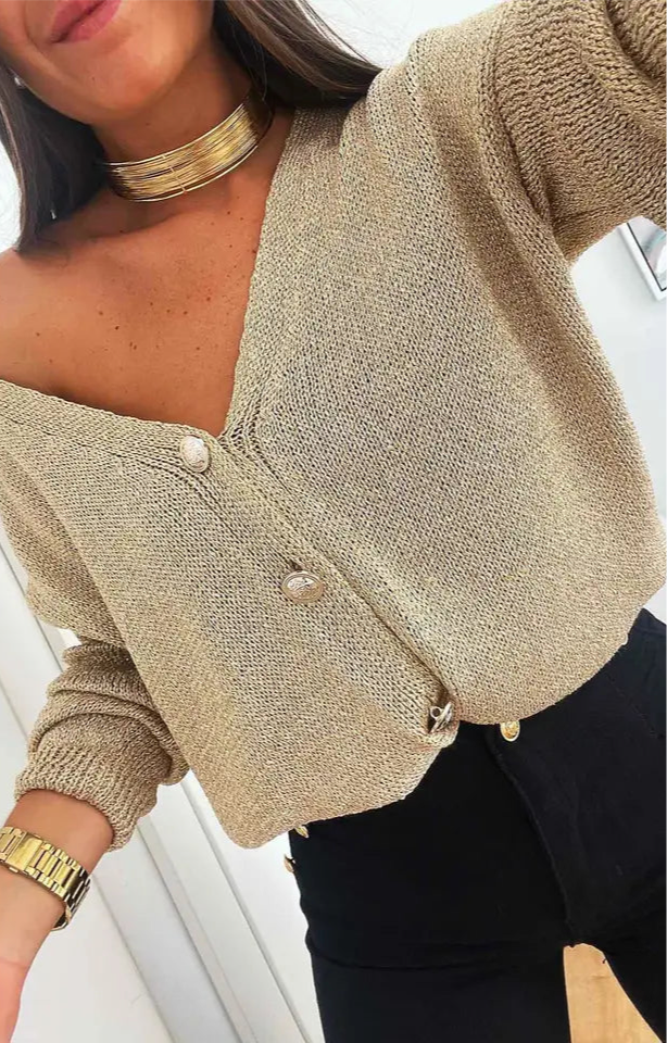 Alessia Gold Shimmer Cardigan