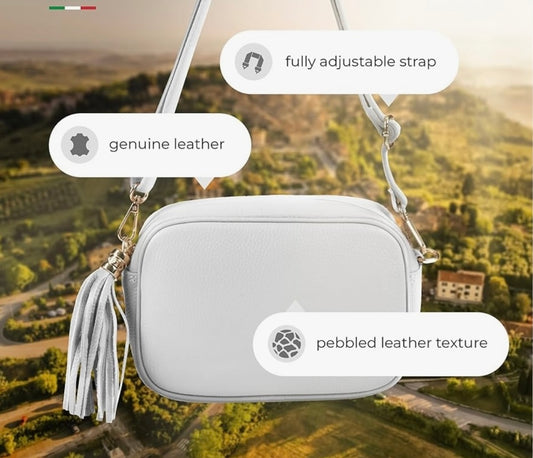 Navy Bianca leather crossbody camera bag