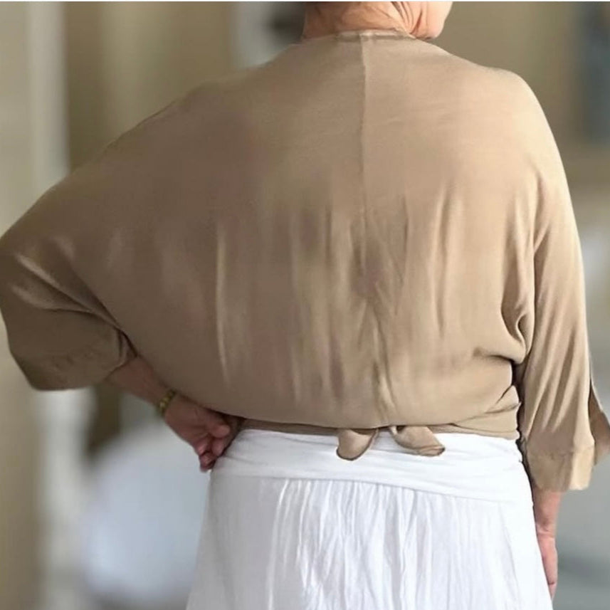 3/4 Sleeve Drapy Tie Top