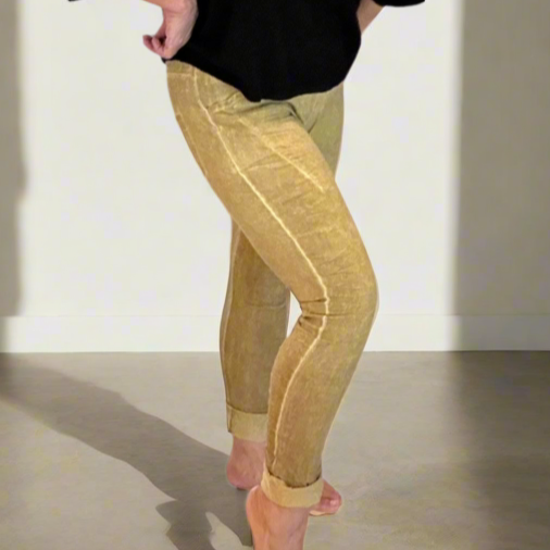 Mustard mineral washed Italian magic pants