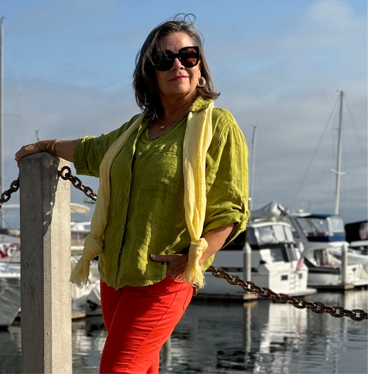 Pistachio Green Classic Linen Top