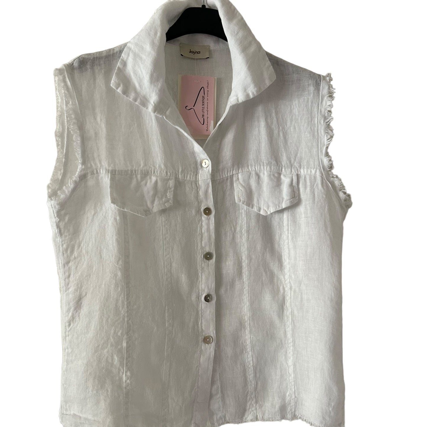 Antonia white linen waistcoat style top