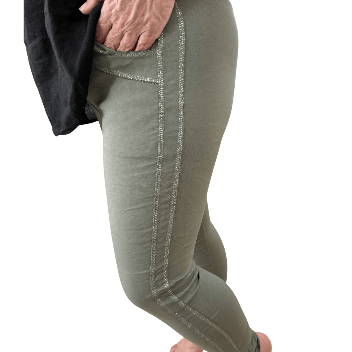 Italian Magic Pants With a Subtle Chic Glam Side Panel Italian Magic Pants With a Subtle Chic Glam Side Panel