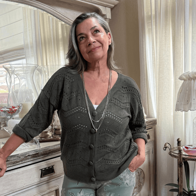 Olive Pointelle Cardigan Olive Pointelle Cardigan
