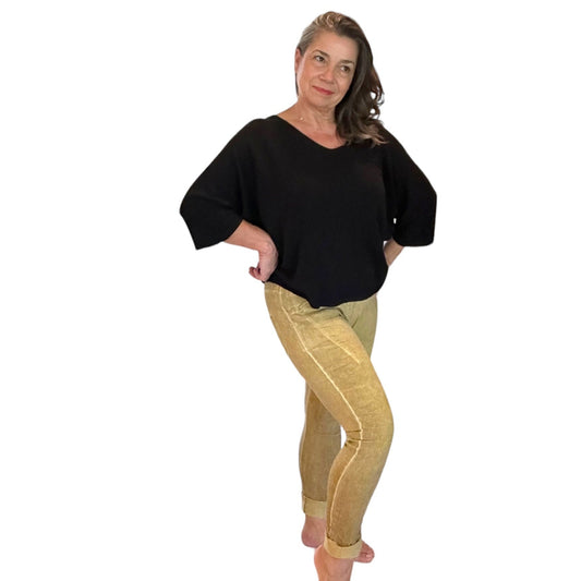 Mustard mineral washed Italian magic pants