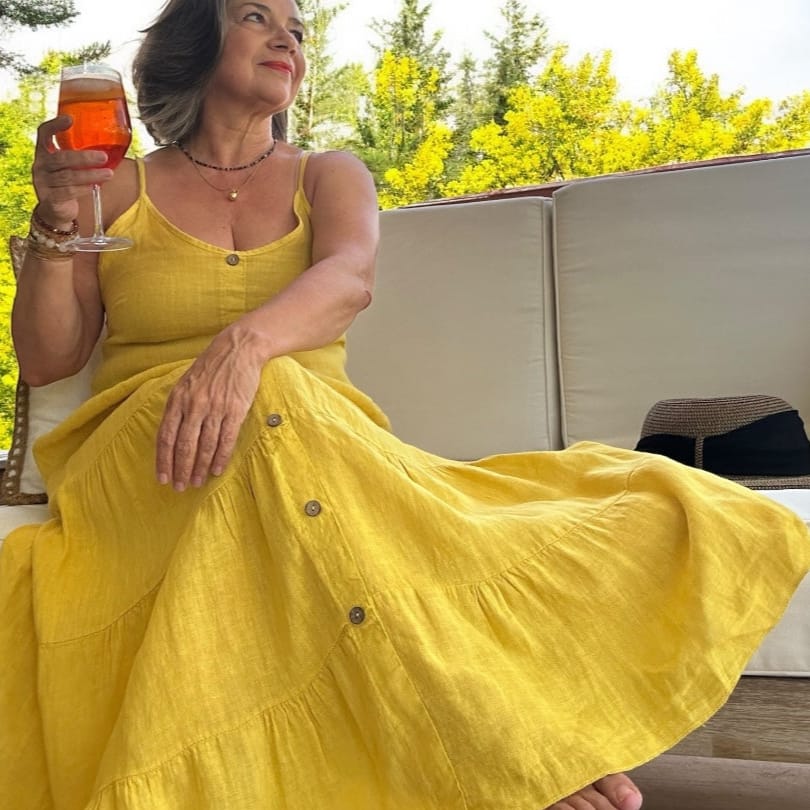 Viviana Tiered Yellow Linen Dress Viviana Tiered Yellow Linen Dress