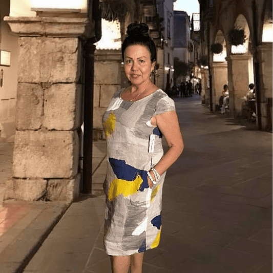 Abstract Print Linen Dress Abstract Print Linen Dress