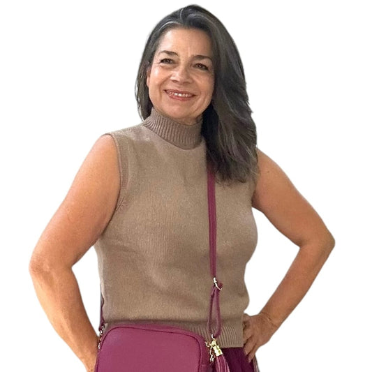 Maxine Taupe High Neck Sleeveless Sweater Maxine Taupe High-Neck Sleeveless Sweater Online