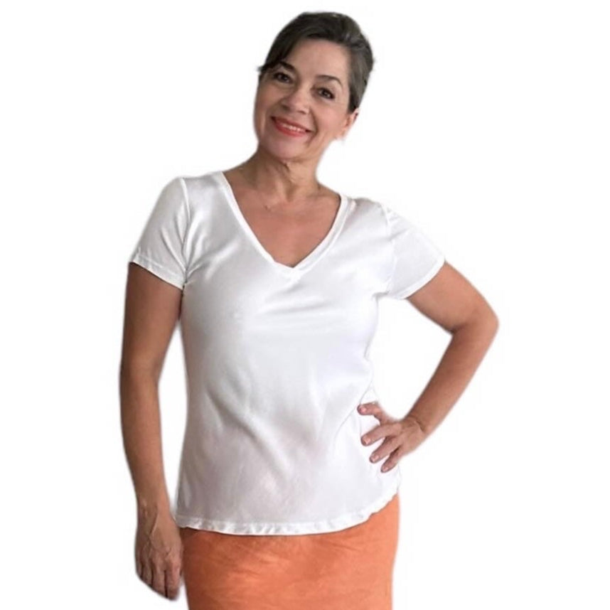 Satin V-Neck T-Shirt