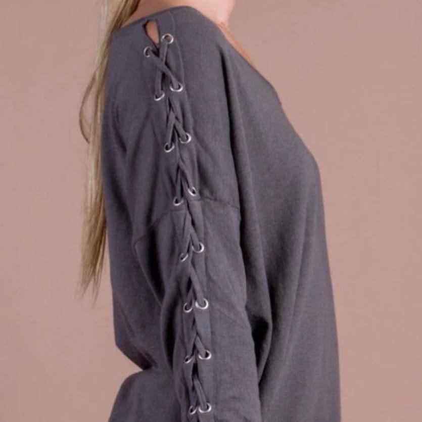 Lace Up Sweater Top Lacci Lace Up Sweater
