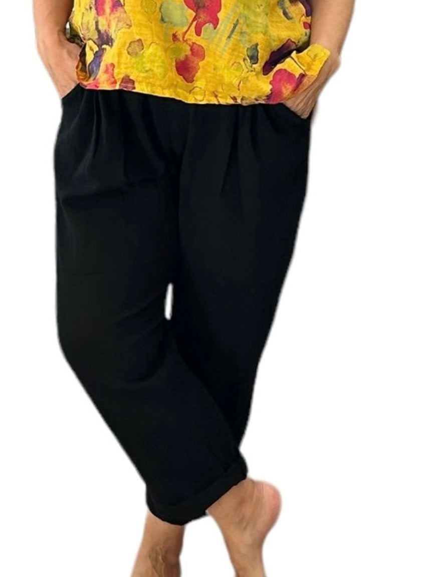 Black summer breeze tapered pants