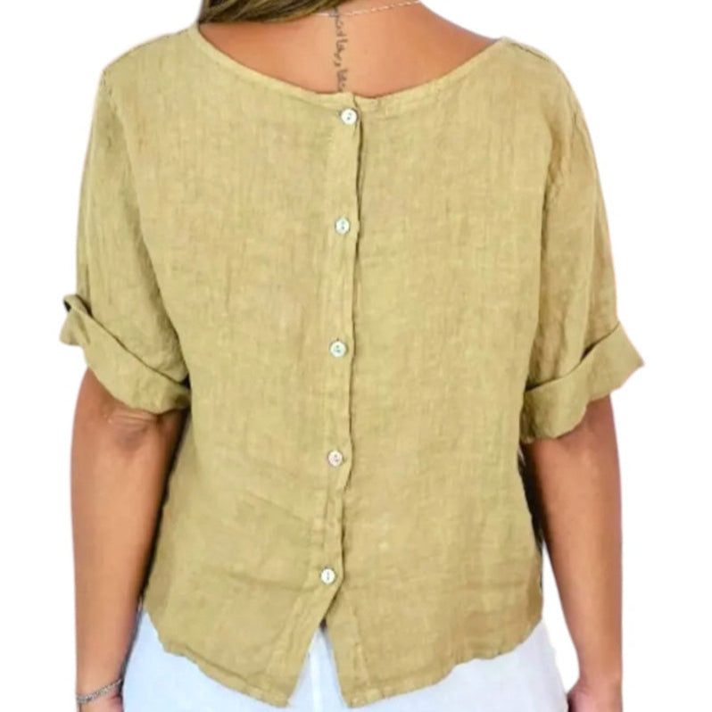 Serenity Button Back Linen Top