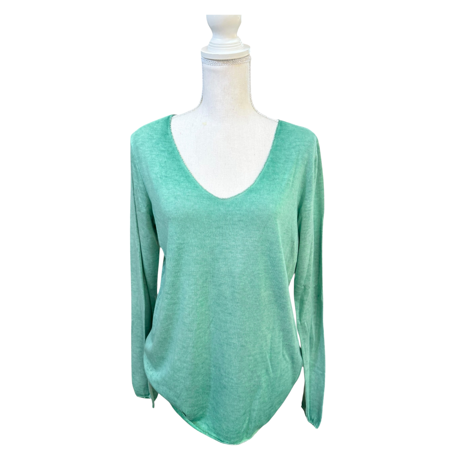 Soft long sleeved top with metallic trim