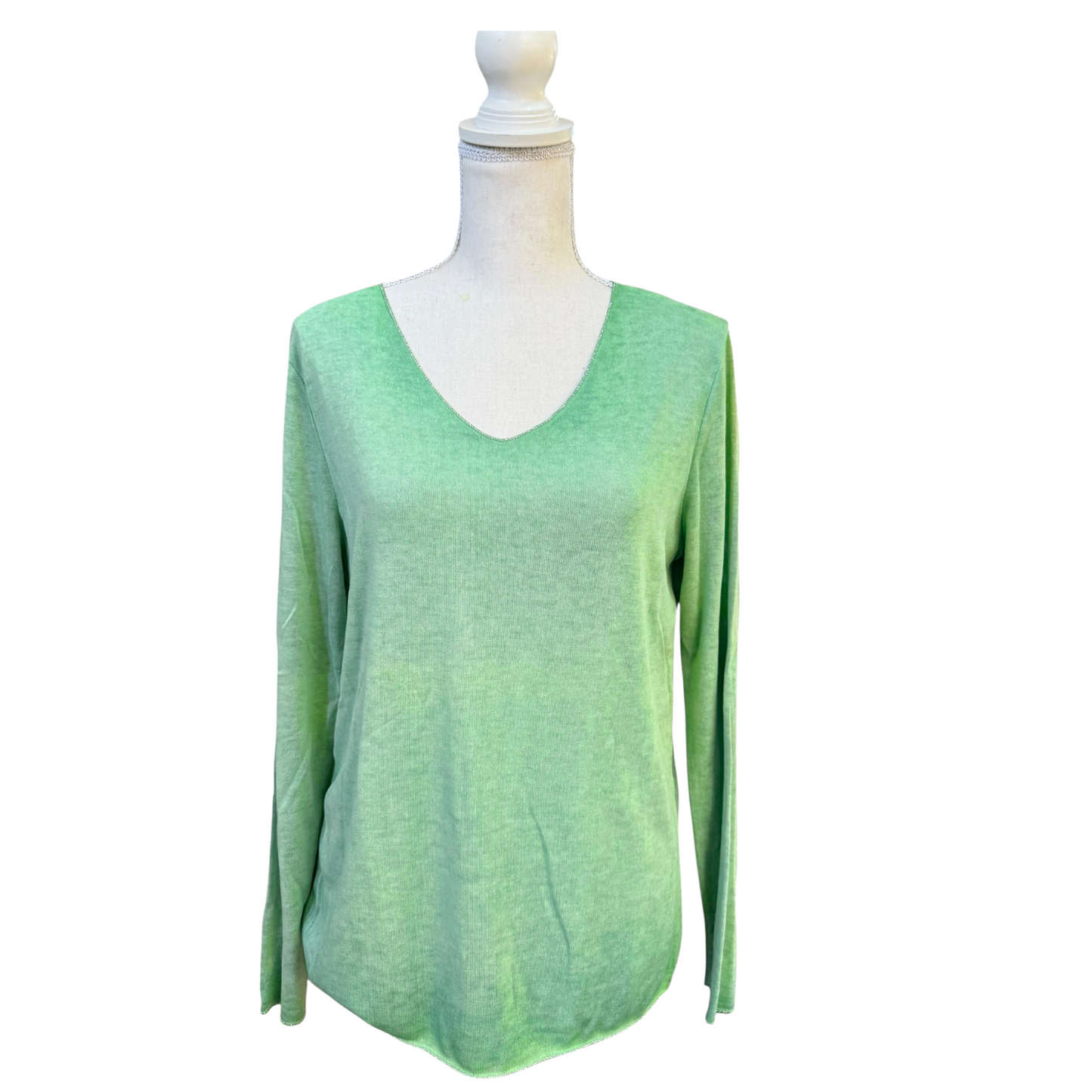 Soft long sleeved top with metallic trim