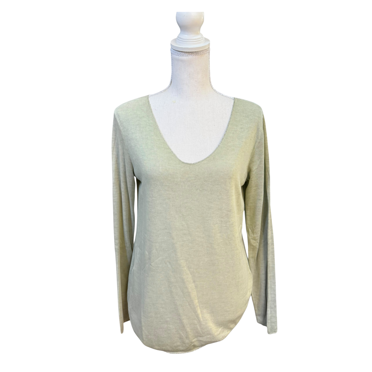 Soft long sleeved top with metallic trim