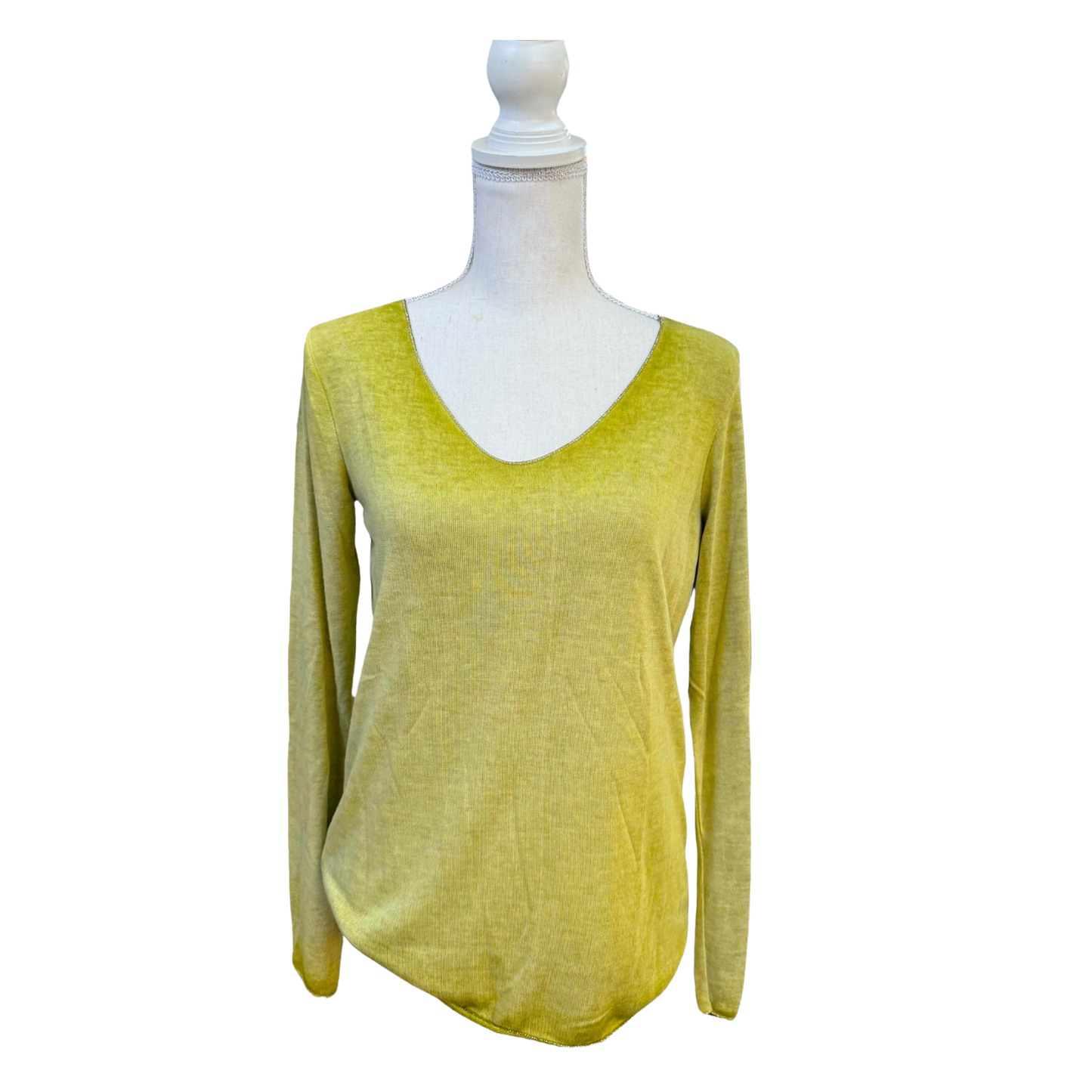Soft long sleeved top with metallic trim