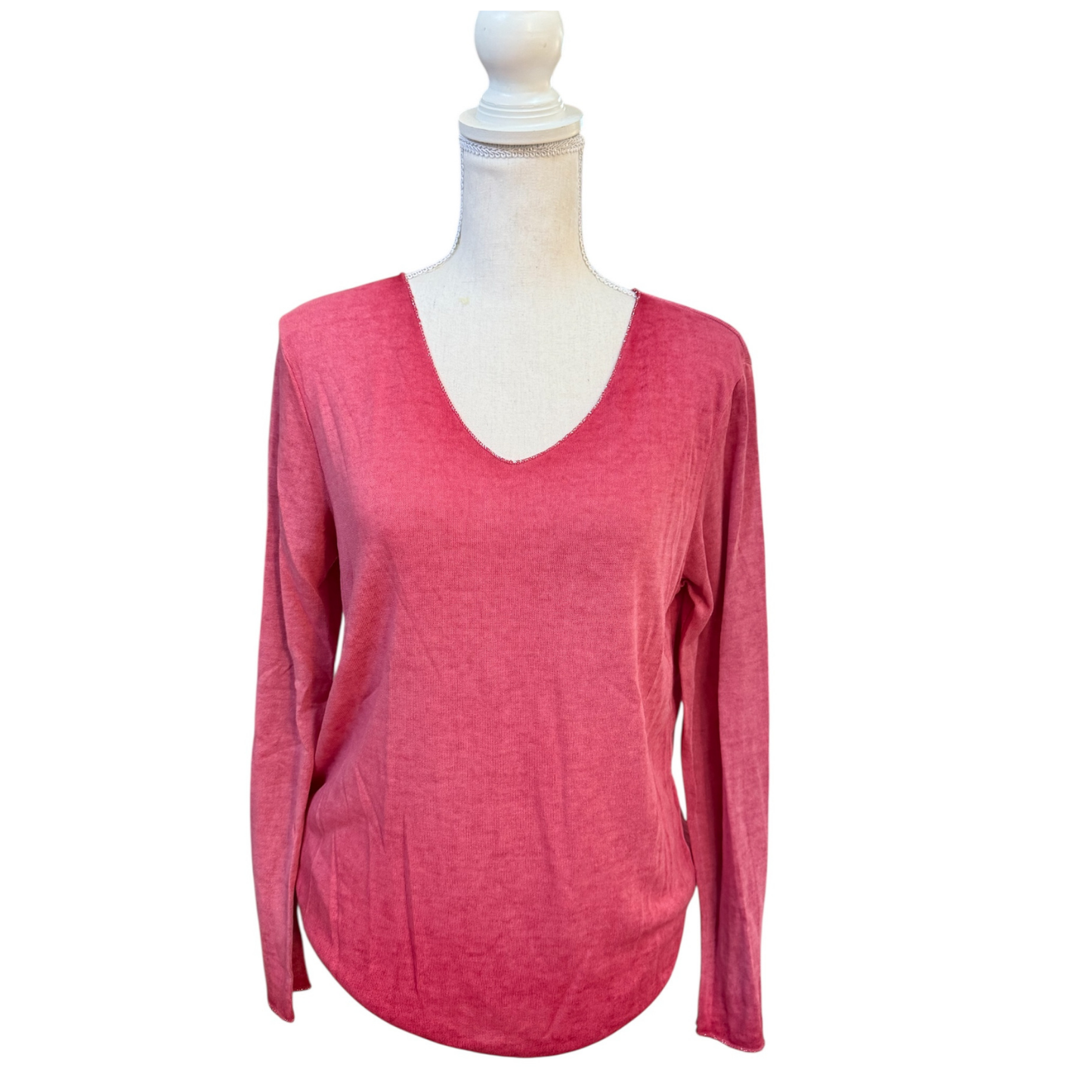 Soft long sleeved top with metallic trim