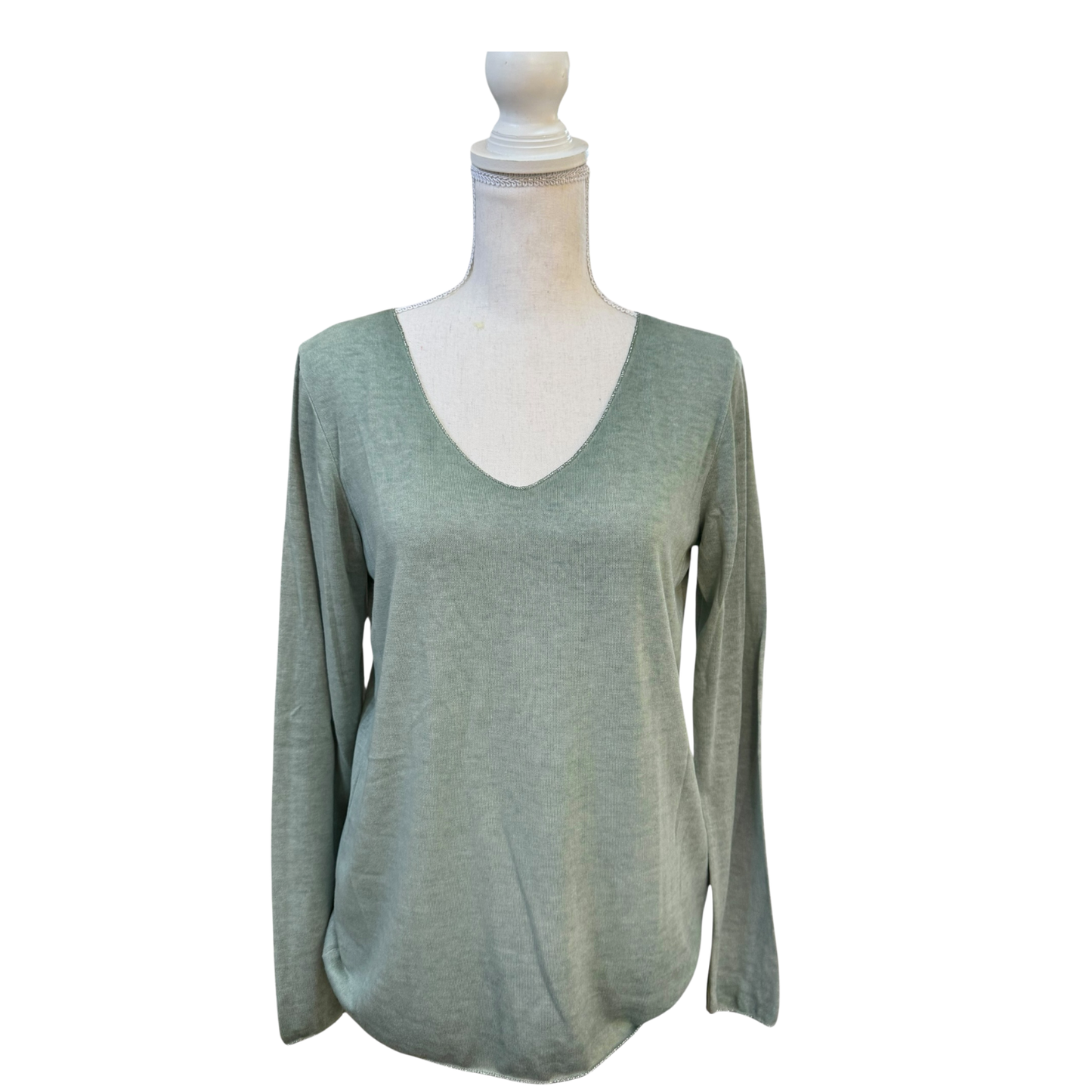Soft long sleeved top with metallic trim