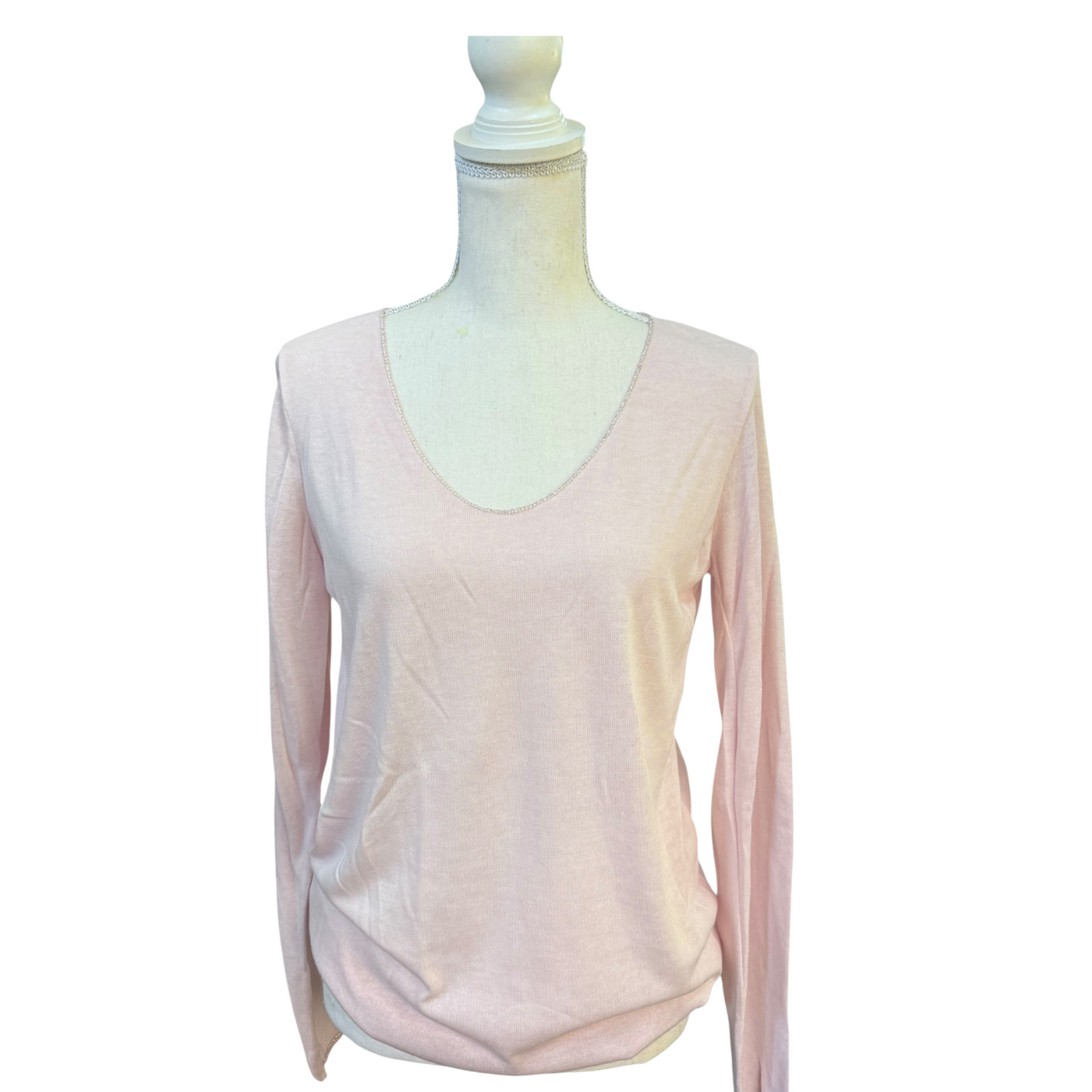 Soft long sleeved top with metallic trim