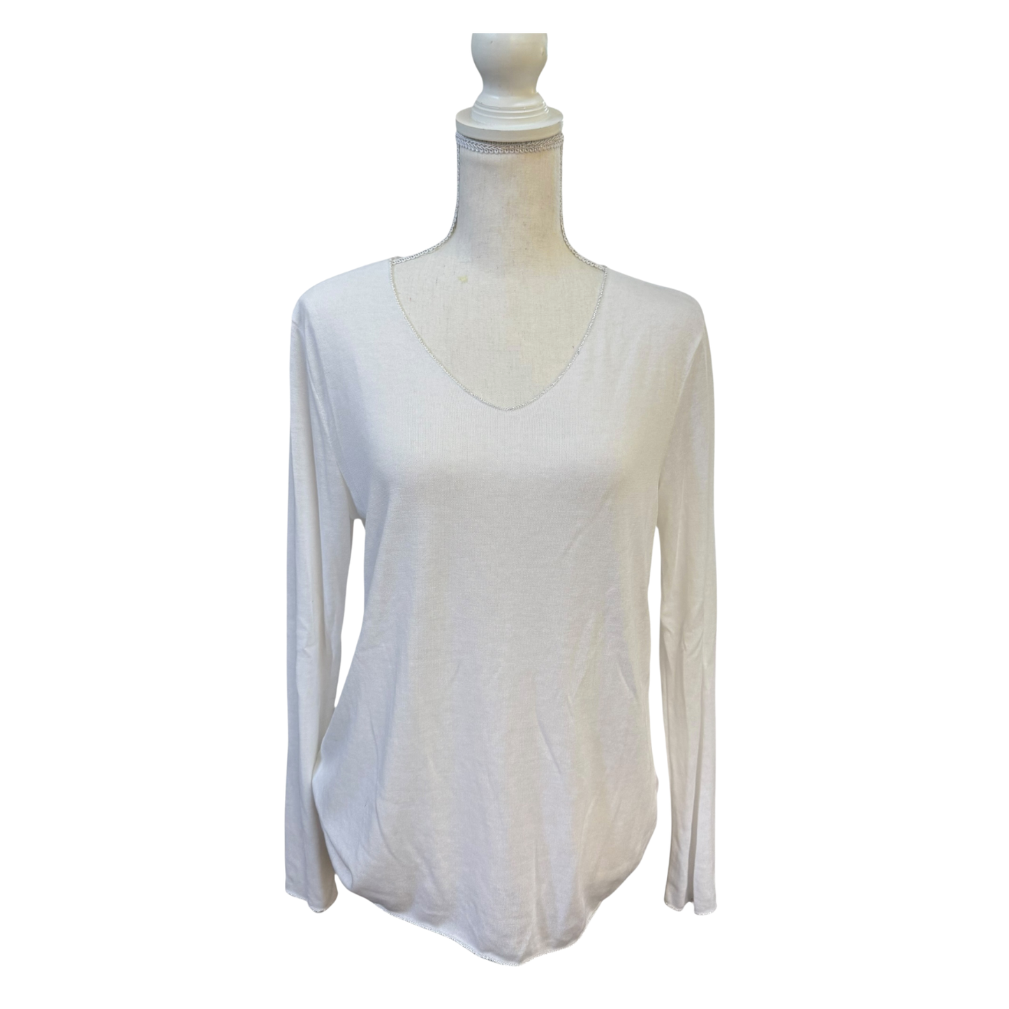 Soft long sleeved top with metallic trim