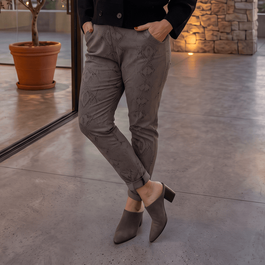 Dark Taupe Snake Print Italian Magic Pants Dark Taupe Snake Print Italian Magic Pants